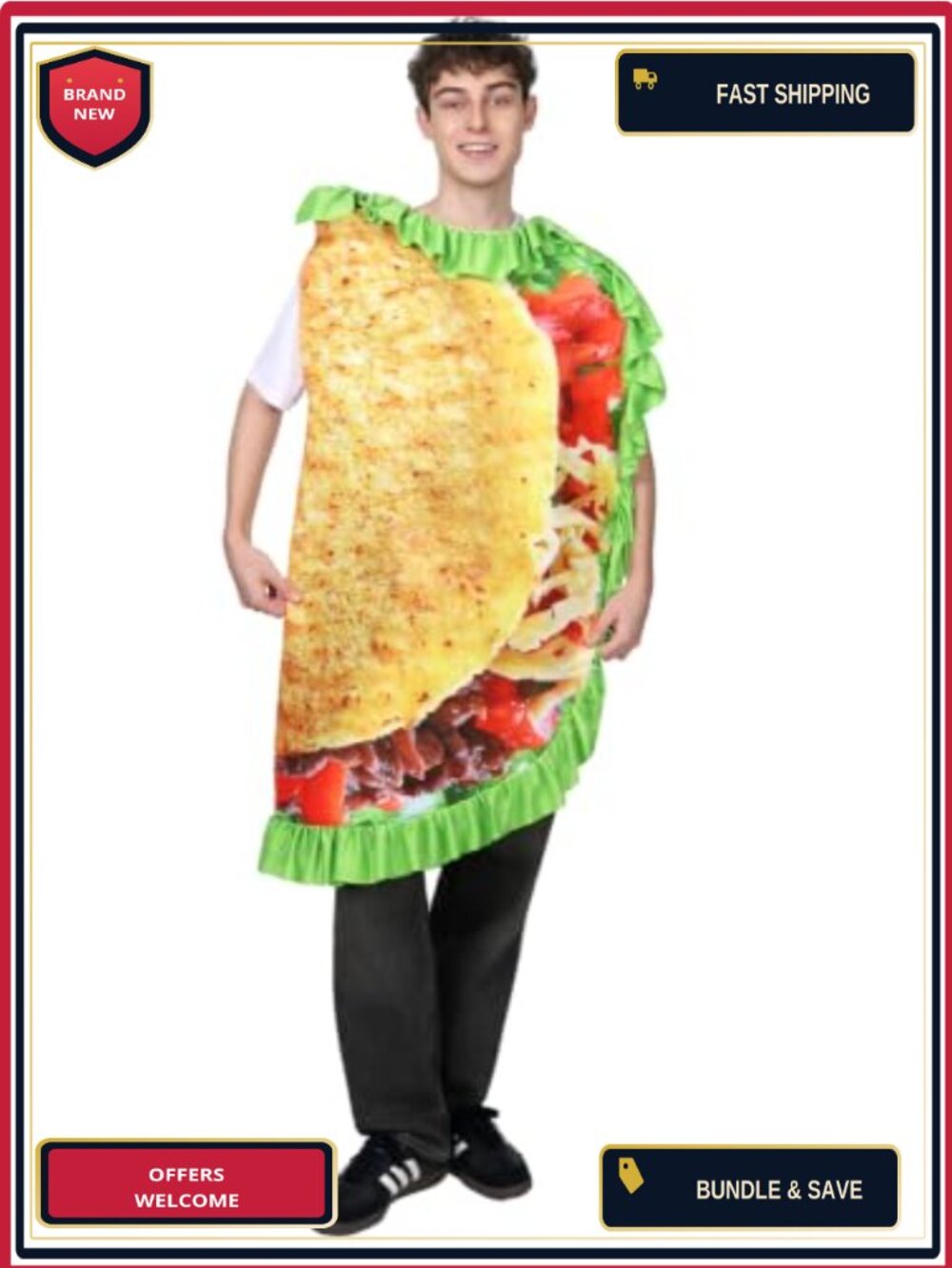 Adult Realistic Taco Costume Sleeveless Pullover Tunic Funny Halloween Party